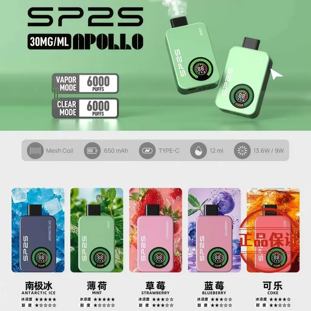 SP2S-APOLLO拋棄式-口味表.webp SP2S Apollo 12000口拋棄式電子煙:有煙/無煙雙模式切換,全台現貨直送【新品上市】:圖片 1