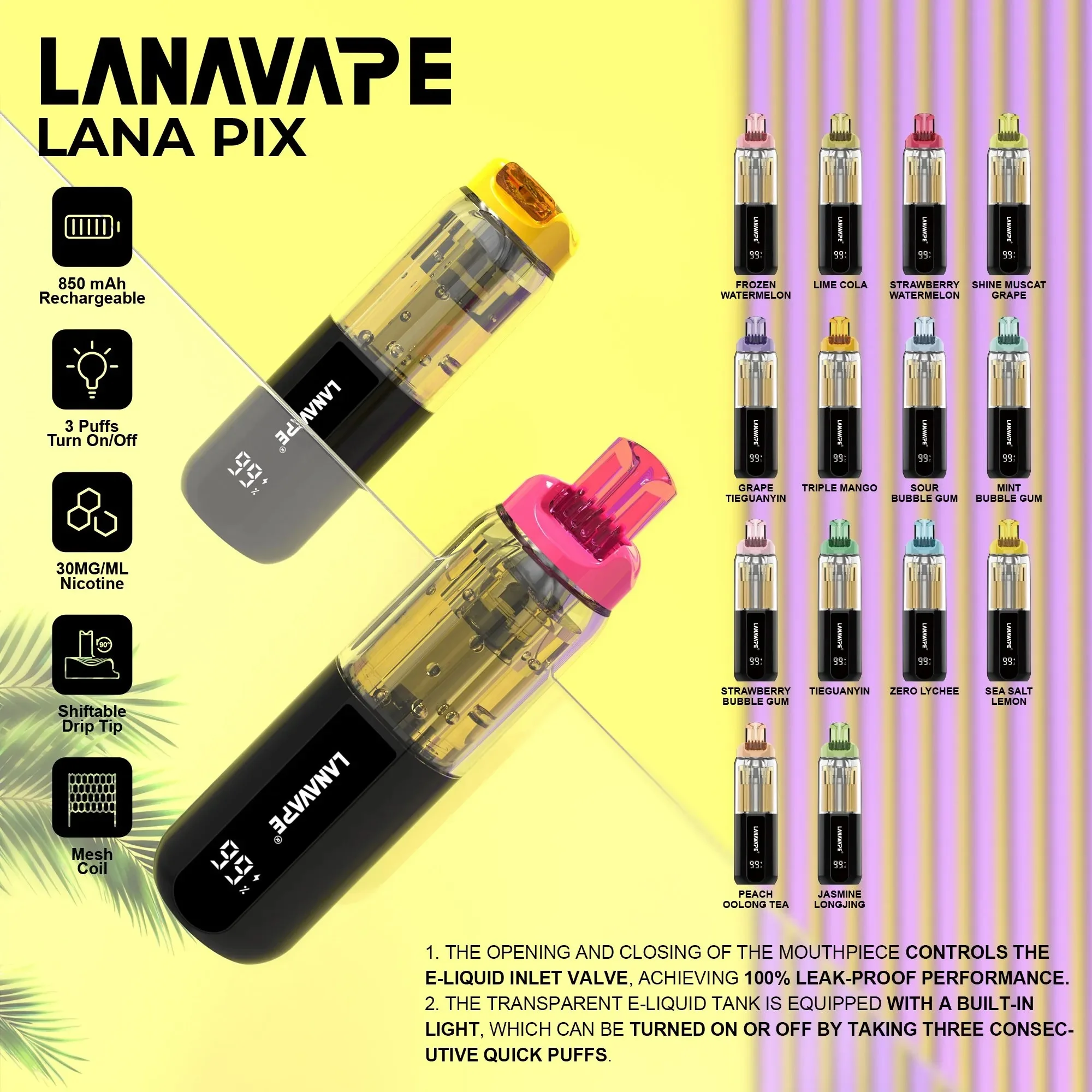 lana-pix-20000-puffs-商品規格及口味展示.webp LANA PIX 閃光彈 20000口:首創油芯分離黑科技,定義一次性主機天花板:圖片 1